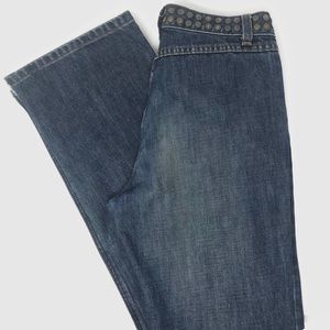 J Crew Vtg*High Waist Straight Copper Rivet Jeans